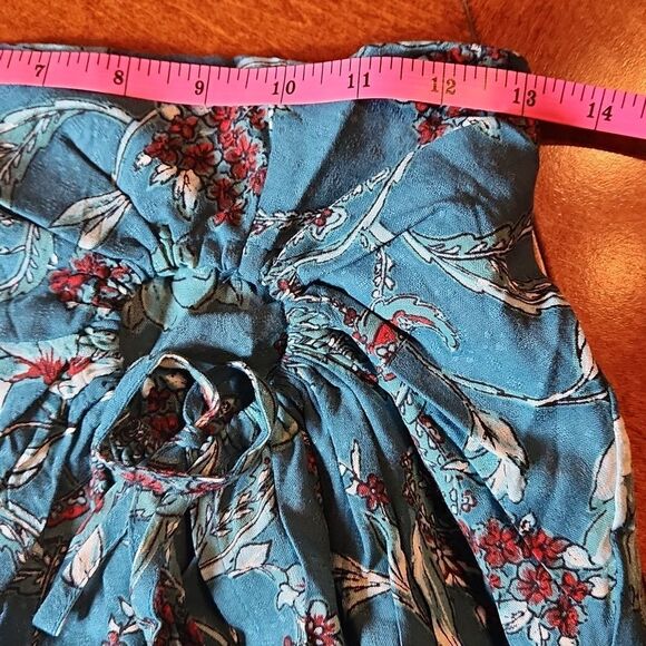 BOG Bohemian Peasant Celene Floral Layered Midi Skirt with Sit, Medium, Teal - Picture 5 of 10